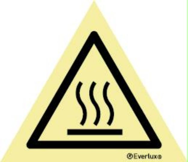 Warning signs, symbol, white vinyl, Hot surface